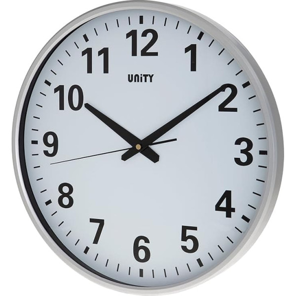 Tejo 38cm Extra Large Clear Dial Ultra Quiet Sweeping Wall Clock, Silver, 38x38x6 cm