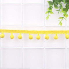 5 Yards Pompom Girlande,Bommelborte Ball Fransen Band Pom Poms Quaste Borte Bommelband Pompoms Fransenbesatz zum Nähen für Kleidung Schal Vorhang Kissen DIY Dekoration,Gelb