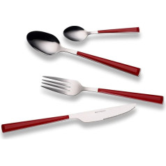 Echtwerk Basic Cutlery Set with Plastic Handles, Camping Cutlery, Picnic Cutlery, Lightweight Travel Cutlery, Outdoor Cutlery for Outdoor Barbecues, up to 4 People, 18/0 Stainless Steel, Red