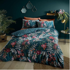 Catherine Lansfield Tropical Floral Green Reversible Duvet Cover Set with Pillow Cases