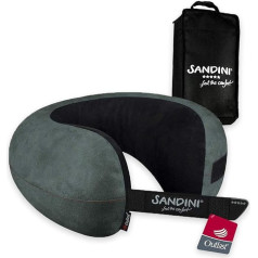 Sandini TravelFix Regular Size Premium Travel Pillow Made in the EU - Neck Pillow with Ergonomic Support - Free Carry Bag with Clip Grey