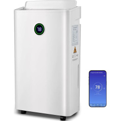 pasapair Dehumidifier 20L in 24h Dehumidification Performance - Automatic Dehumidifier for Rooms up to 195 m³ (~30 m²) with 3 Operating Modes, Digital Display, Drain Hose, Timer Against Moisture,