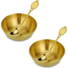2er-Set Dip-Schüssel-Set aus Edelstahl, goldene Dip-Schalen, Snack-Servierschalen, kleine Schalen für Dips, Zutaten, Vorspeisen, Saucenschalen mit Löffel für Zuhause, Küche