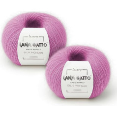 Mohair Silk Knitting Yarn Lana Gatto Luxury Silk Mohair Line 50 g 424 mt (Pink-30484, 2)