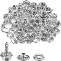 sourcing map 50 Set Marine Grade 15mm Stainless Steel 15mm Screw Snap Fasteners for Boat Cover Carpet Repair Silver
