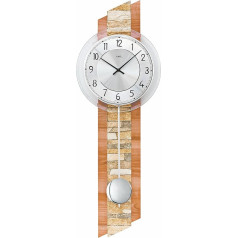 AMS Uhrenfabrik W7424 Wooden Cabinet with Core Beech Application and Stone Shelf Clock, Silver