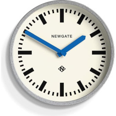 NEWGATE® Luggage Wall Clock | Retro Inspired Modern Station Clock | 30cm | Deep Zinc Plated Metal Case with Blue Hands | Mid-Century Style for Kitchen, Living Room or Office