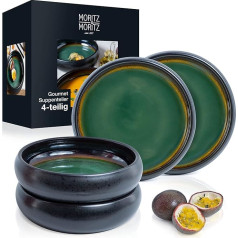Moritz & Moritz Solid Stoneware Soup Bowls, 19 cm, Stoneware Bowl for Soup, Pasta, Salad or Cereal, Set of 4