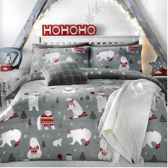 Bedlam Christmas - Polar Bears - Easy Care Duvet Cover Set | Single Bed Size | Silver Bedding