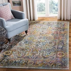 SAFAVIEH Boho Rug for Living Room, Dining Room, Bedroom - Crystal Collection, Short Pile, Light Blue and Orange, 152 x 244 cm