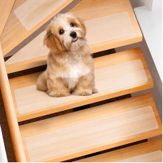 Spurtar 15 x 60 cm Stair Treads Mats Non-Slip Mat, Pack of 15 Transparent Stair Mats Indoor Non-Slip Tape for Wooden Steps Set for Floor Non-Slip Protection Self-Adhesive Non-Slip Strips