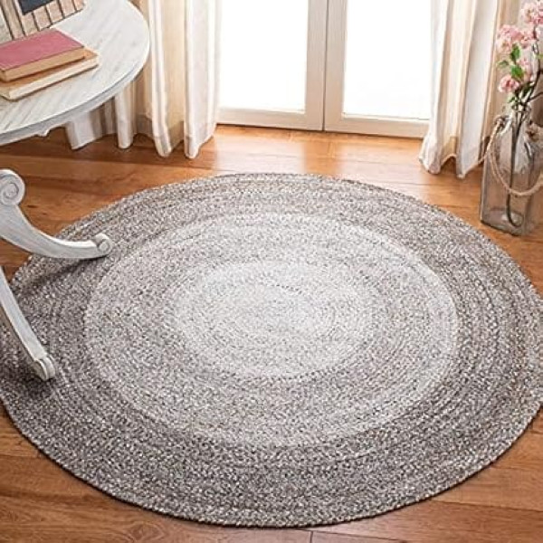 Safavieh Braided Collection BRD802B Hand-Woven Area Rug, 5' Round, Beige