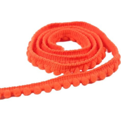 Blausky 20 Yards 1cm Pompon-Borte,Pomponborte Pomponband,Pompoms Quaste Spitze,Bälle Fransenbesatz Bommelborte zum Nähen und DIY Basteln für Kleidung Kissen Vorhänge Dekorieren,Orangerot