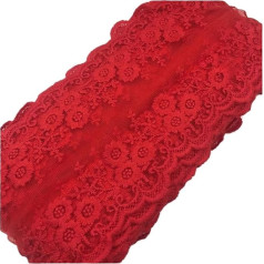 Verzierungen für Kleidung, Bänder zum Nähen, Baumwoll-Tüll, Spitzenbordüre, 12 cm (rot)