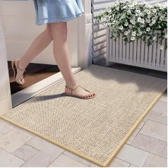 MIULEE Dirt Trapper Mat for Indoor and Outdoor Use Floor Mats Absorbent and Non-Slip Entrance Rug Washable Barrier Rug for Dirt Trapping Shoes Scratches 80 x 120 cm White Cream