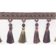 OUUOYSD Fransenbesatz, Vorhangquasten, 12 Meter Quastenfransenbesatz for Vorhänge, geflochtene Hängeperlen, dekorative Borte, Nähen, Basteln, Stoffbandbesatz(Purple)