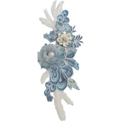 1 x Stickerei, 3D-Blumen-Pailletten, Spitzenausschnitt, Stoffkragen für Cheongsam-Kleidung, Kleid