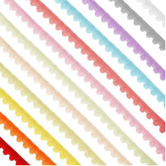 GLOBLELAND 60 Yards 12 Colours Mini Pom Pom Fringe Rag Braids Trim for Curtains Carpets Lace Clothing Cushion Decoration Pompom Trim Tape DIY Craft Sewing Tassels Decoration