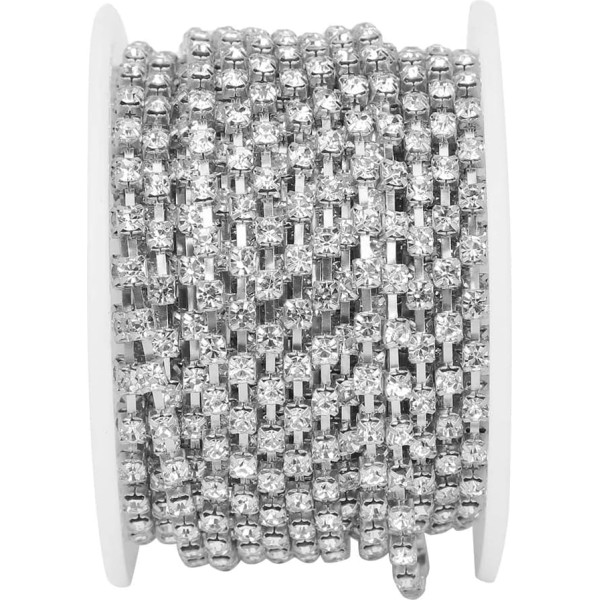 Fdit 10 Yards Strasskette, Auffälliger Dekorationsbesatz, Weiße Strasssteine, Goldfarbene Unterseite, DIY-Schmuckzubehör für Handyhüllen/Schuhe (#1)