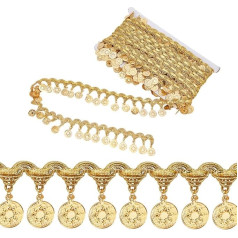 OLYCRAFT Goldene Sonnenblumen-Pailletten-Spitzenquaste 9,1 m Breite 3,5 cm Polyester Aluminium Feste und Feierlichkeiten Dekoration