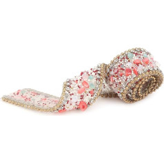 Kristall-Strassband, Strass-Mesh-Wickelrolle, künstliche Edelstein-Applikationskette, zum Aufbügeln, Besatz, Kettenverzierung für Hochzeit, Brautkleid, Dekoration (C)
