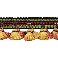 DecoPro 4.6 Meter Value Pack of 64mm Sage Green, Black, Red Tassel Fringe Trim|Basic Trim Collection|Style# TFAR025|Color: Black Cherry - AR06 (15 Ft / 4.6 Meters)