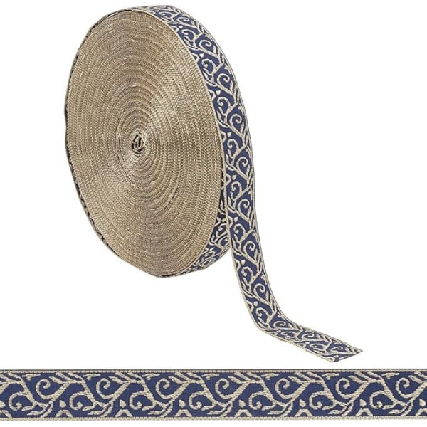 HOBBIESAY Embroidered Ribbon 12.5 Yards 5/6 Inch Wide Black Vintage Jacquard Ribbon Floral Pattern Trim Decoration for Clothing Accessories Handbags Home Decoration