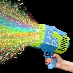 Bubble Machine for Kids, Bazooka Bubble Gun with 73 Bubble Holes and Light Function Rechargeable Automatic Electric for Kids Adults Wedding Party
