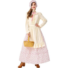 Generisch Koloniales Bauernkleid Damen Viktorianisches Dienstmädchenkleid Hausmädchen-Kostüm für Konditor Koch Butler Mittelalterliches Damenkleid Gothic-Kleid mit Korsett Faschingskostüme