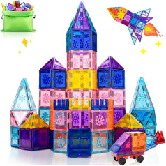 Xekel Magnetic Building Blocks 100-Piece Set - 3D Magnetic Building Blocks STEM & Montessori Magnetic Game with Strong Magnetic Force - Robust Creative Magnetic Toy for Children from 3 Years