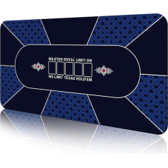 CONTINUE Poker Table Mat 8-10 Players Texas Hold'em Poker Mat Professional Poker Mat Non-Slip Rubber Poker Table Top Layout with Carry Bag for Poker Games, Blackjack, Casino (Rectangular Blue)