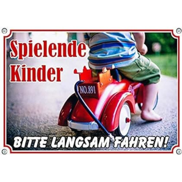 Petsigns Warning Sign - Children's Playing - UV Resistant Sign in Photo Quality DIN A3