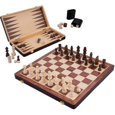 Engelhart - Chess/Backgammon Wooden Box - Reversible and Folding Board - Includes Parts (38.5 cm)