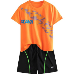 Generisch Tracksuit Children's Boys Football Sports Outfits Short Sleeve T-Shirt Tops Casual Shorts Sportswear Tracksuit Hawaiian Shirt with Leisure Suit Leisure Suit Sports Suit for 7-14 Years