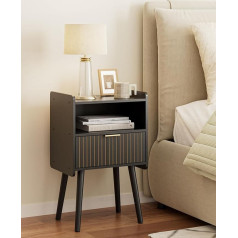 HEYZOEY Bedside Table Black Modern Wooden Bedside Table with Storage Drawer Bedside Table for Bedroom, Living Room, Office, Black