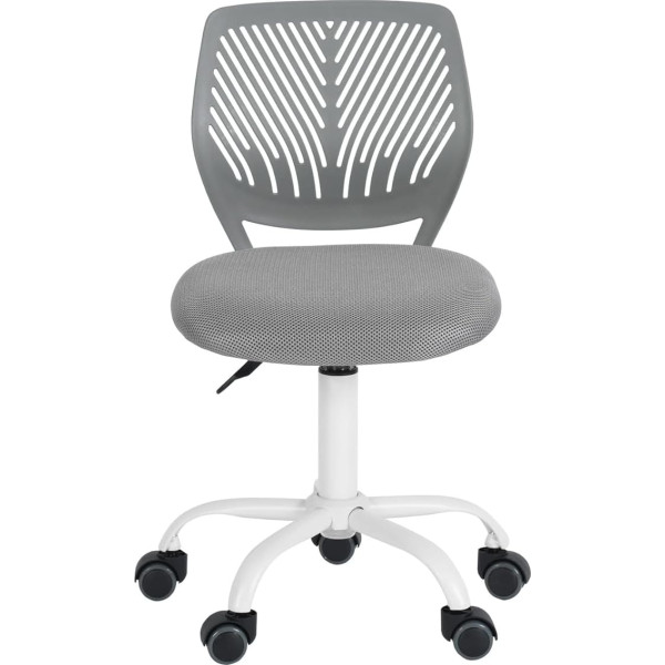 FurnitureR Gaming Chair for Children, Office Chair, Gamer Chair, Desk Chair, Ergonomic Modern Design, Armless, Seat Height Adjustment, Rubber Wheels, Grey