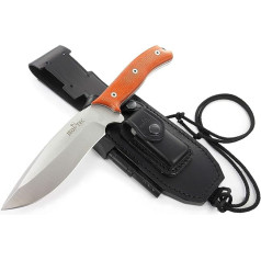 JEO-TEC Nº9 Full Tang Outdoor Camping Belt Knife Hunting Knife Survival Bushcraft Knife - Steel MOVA - Leather Sheath Fire Steel Knife Sharpener