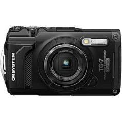 OM SYSTEM Tough TG-7 Black Digital Camera Waterproof Shockproof Underwater and Macro Shooting Modes 4K Video 4x Wide Angle Zoom (Successor to Olympus TG-6)
