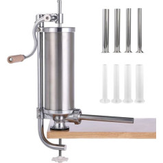 MASTER FENG Sausage Filler, Horizontal Kitchen Aluminium Sausage Filling Machine with Suction Base Packed 4 Size Professional Filling Nozzles for Homemade Sausages