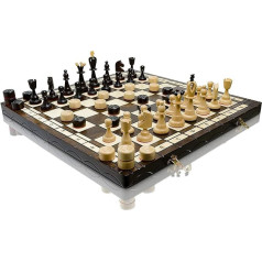 Stunning HUGE Chess and Draughts / Checkers Hornbeam Wooden Set 50x50cm - THE BIGGEST ON AMAZON!!!