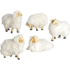 Set of 5 Wool Sheep [Scale 15 cm, Fluffy Fur] - High-Quality Nativity Animals & Nativity Figures as Stylish Accessories for Christmas Nativity Scenes & Large Nativity Scenes
