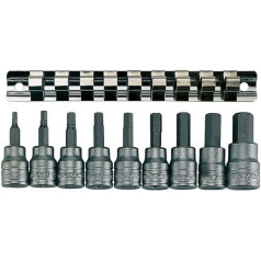Teng M3812 10 Piece Clip Rail Hex Key Socket Set Metric- 3/8in Square Drive