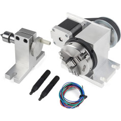 RATTMMOTOR CNC Rotary Axis, 4th Fourth Axis K11-65 mm 3 Jaw Chuck Part Head with 54 mm Tailstock CNC 4th Rotary Axis for CNC Milling / Graver Machine