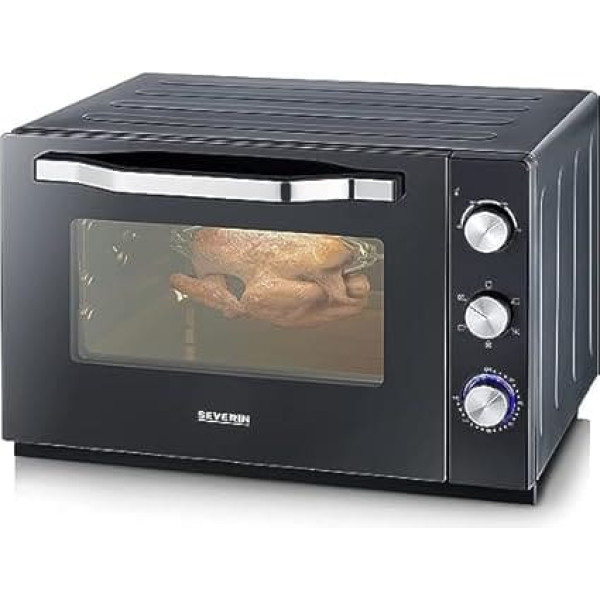 SEVERIN XXL Oven with Convection Function, Includes Grill Rack, Baking Tray, Rotisserie and Pizza Stone, Versatile Hot Air Oven with 60 L Capacity, 2,200 W, Black, TO 2074