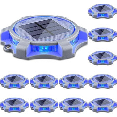 Siedinlar Solar Floor Lights Outdoor Solar Lights 2 Modes LED Lamp Waterproof Garden Decoration for Driveway Dock Step Path Pack of 12 (Blue/Red)
