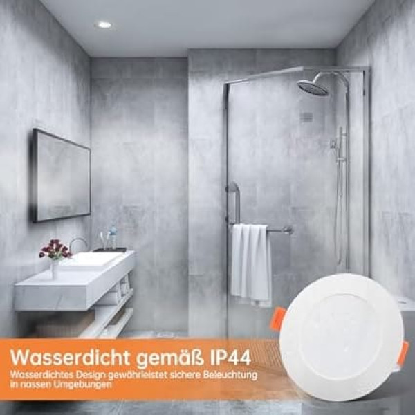 Tomosu Set of 20 LED Recessed Spotlights, 230 V, Dimmable, 5 W, 450 lm, IP44, Ultra Flat LED Spotlights, Cool White, 6000 K, Ceiling Spotlights, LED Flat 100 mm, Installation Depth 24 mm for Living