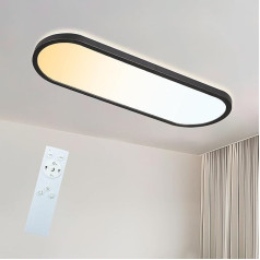 ONDTA LED Panel Ceiling Light 22 W with Remote Control, 60 x 20 cm, 2700 K - 6500 K, 3000 lm, Oval Daylight Lamp Ceiling, Memory Function, IP44 Kitchen Lamp for Living Room, Bedroom, Hallway, Office