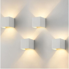 FORCOSO Wall Light Indoor Outdoor Pack of 4 Wall Lamp White, IP65 Waterproof Outdoor Wall Light with Adjustable Light Beam, G9 LED Hallway Lamp Wall, House Wall for Bedroom, Living Room, Staircase