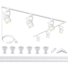 Bravsekai LED Ceiling Light, Gu10 Track Adjustable LED Ceiling Light, Modern LED Ceiling Light, 6 Lights, 4000 K Track Lighting Kit, LED Wall Light Kitchen Bar [Energy Efficiency Class C]