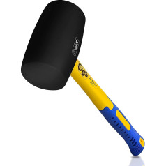 S&R Rubber Mallet with Fibreglass Handle, Black
